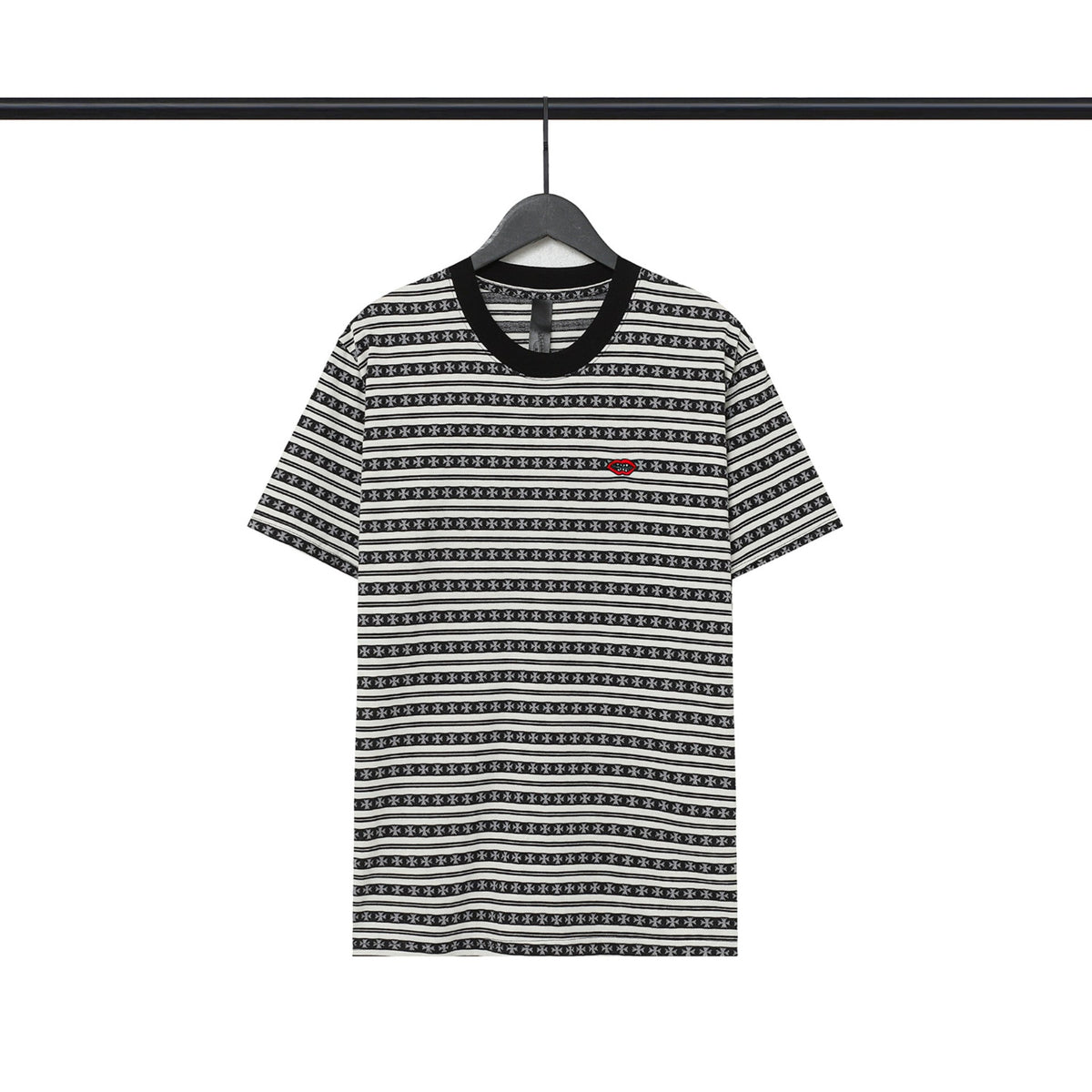 Chrome Heart T Shirts Poison Home Stripe Jacquard Embroidery Short Sleeve Couple T-Shirt